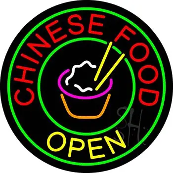 Round Chinese Food Open LED Neon Sign