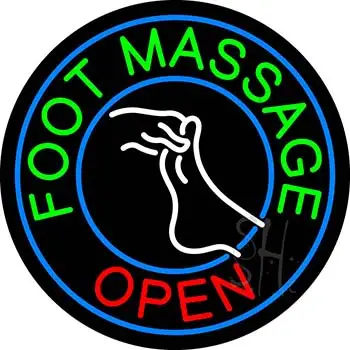 Round Foot Massage Open with Logo LED Neon Sign