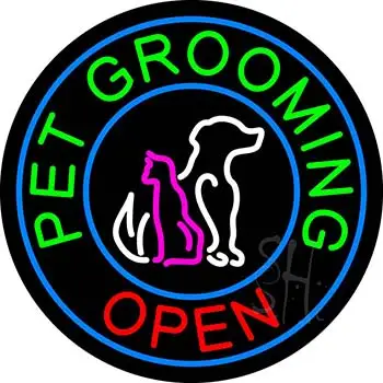 Pet Grooming Open Block Logo LED Neon Sign