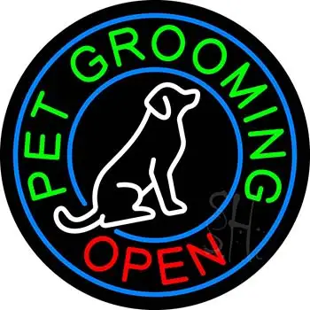 Pet Grooming Open Block LED Neon Sign