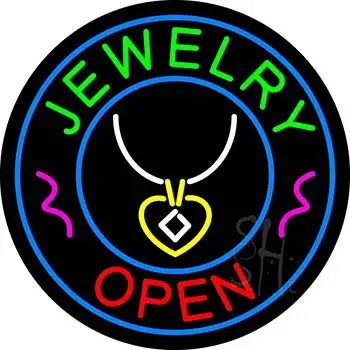 Jewelry Open Blue Logo LED Neon Sign