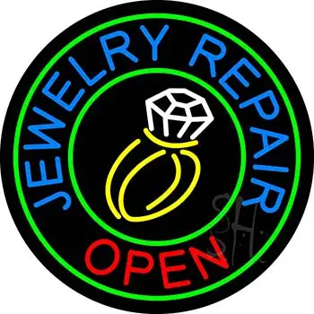 Jewelry Repair Open Green Logo LED Neon Sign