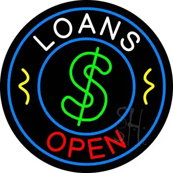 Round Red Loans Open LED Neon Sign