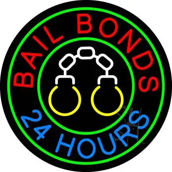 Round Bail Bonds 24 Hours LED Neon Sign