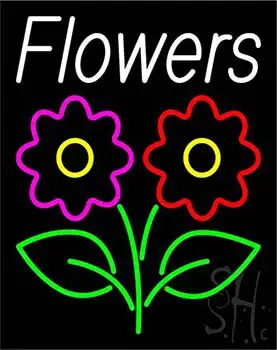 Vertical Flowers with Logo LED Neon Sign