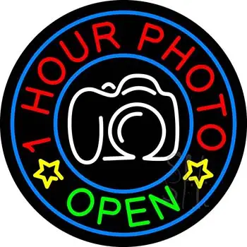 1 Hour Photo Open LED Neon Sign