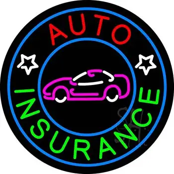 Round Auto Insurance Car Logo LED Neon Sign