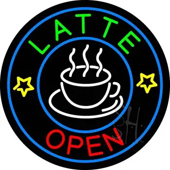 Round Red Latte Open LED Neon Sign
