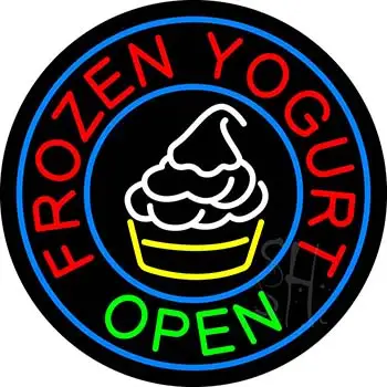 Round Frozen Yogurt Open LED Neon Sign