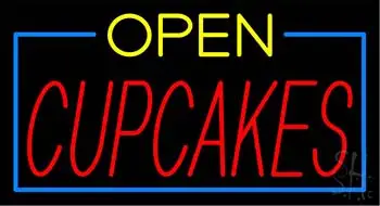 Open Cupcakes with Blue Border LED Neon Sign