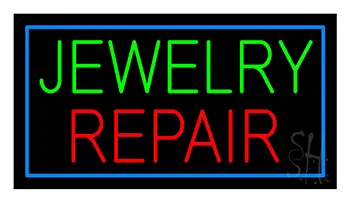 Jewelry Repair Green Rectangle LED Neon Sign