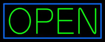 Blue Border With Green Open LED Neon Sign