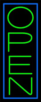 Blue Border With Green Vertical Open LED Neon Sign