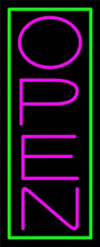 Green Border With Pink Vertical Open LED Neon Sign