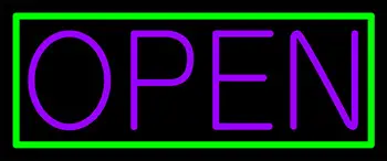 Green Border With Purple Open LED Neon Sign