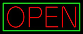 Green Border With Red Open LED Neon Sign