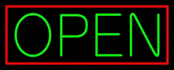 Green Open With Red Border LED Neon Sign