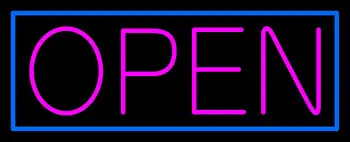 Pink Open With Blue Border LED Neon Sign