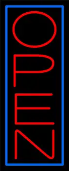 Red Open With Blue Border Vertical LED Neon Sign