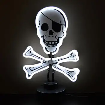 Skull and Crossbones Neon Sculpture