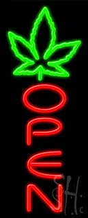 Open With Leaf Logo Neon Sign