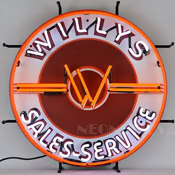 Jeep Willys Sales Service Neon Sign