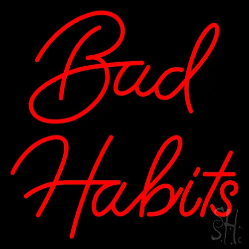 Red Bad Habits LED Neon Sign