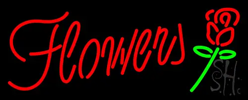 Red Flowers With Rose LED Neon Sign