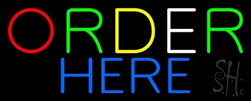 Double Stroke Multicolored Order Here LED Neon Sign