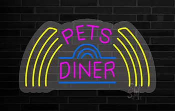 Pet Diner 1 Contoured Clear Backing LED Neon Sign