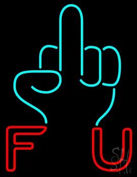 Middle Finger With Fuck You LED Neon Sign