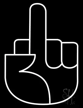 White Middle Finger Signal Gesture Of Hand Symbol LED Neon Sign