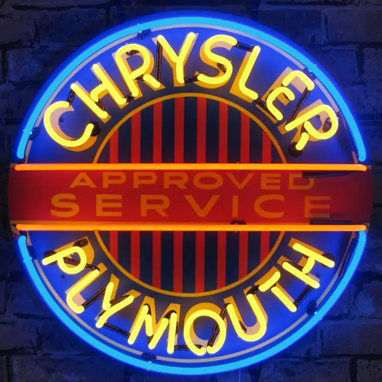 Chrysler Plymouth Neon Sign with Backing