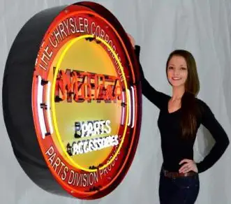 Large Mopar Circle Red W/ Backing Neon Sign in Crate