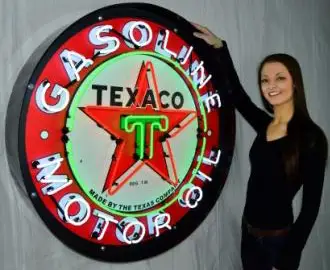 Large Texaco Motor Oil Neon Sign in Crate