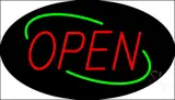 Open Deco Style Red Letters with Green Oval Border LED Neon Sign