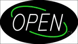 Open Deco Style White Letters with Green Oval Border LED Neon Sign