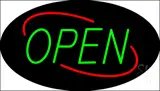 Open Deco Style Green Letters with Red Oval Border LED Neon Sign