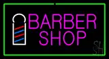 Pink Barber Shop Logo with Green Border LED Neon Sign