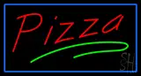 Pizza with Blue Border Green Line LED Neon Sign