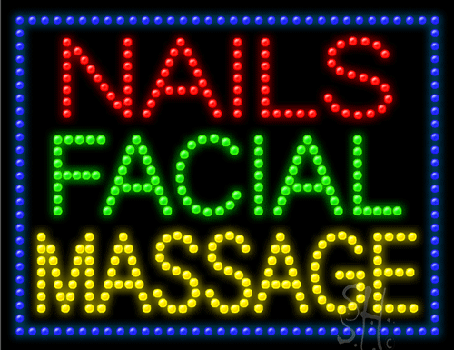 Nails Facial Massage LED Sign