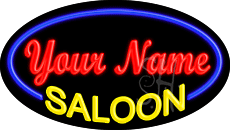 Custom Yellow Saloon Blue Border Animated LED Neon Sign