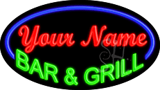 Custom Green Bar And Grill Blue Border Animated LED Neon Sign