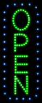 Open Vertical Blue Border and Green Letters Animated LED Sign
