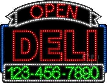 Deli With Sandwich Open and Closed with Phone Number Animated LED Sign
