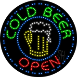 Cold Beer Open with Beer Mug Animated LED Sign