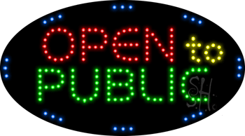 Open to Public Animated LED Sign