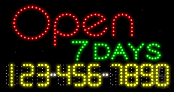 Open 7 Days Animated LED Sign