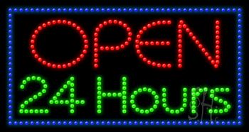 Red Open 24 Hrs Animated LED Sign