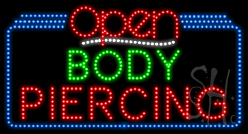 Body Piercing Open Animated LED Sign